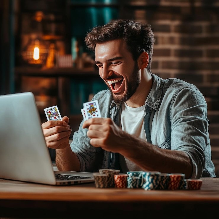 Live game show studio with spinning wheel and English-speaking host